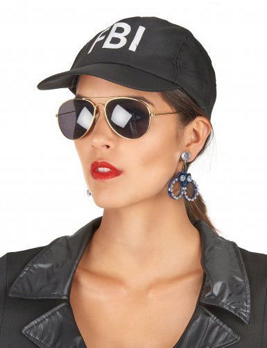 Handschellen Ohrringe mit Strass zum Polizistin Kostüm - Blau