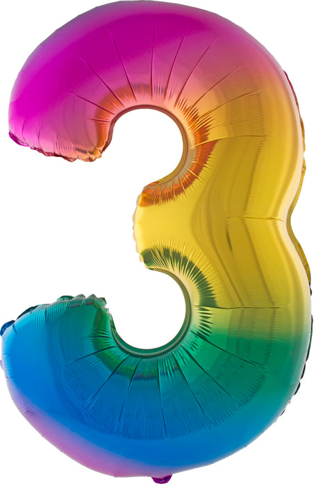 XXL Zahlen Folienballon 100 cm - Regenbogen 3