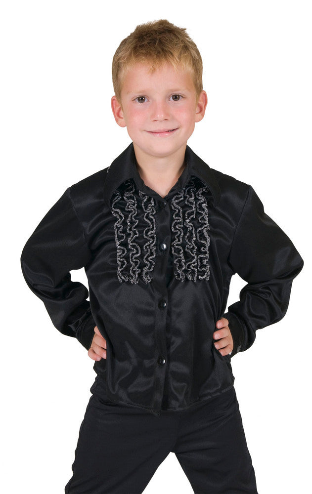 Hippie Rüschenhemd Schwarz für Kinder