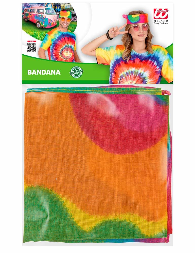 Batik Bandana Halstuch zum Hippie Kostüm - 55 x 55 cm | Bunt