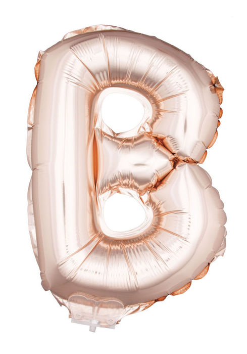 Buchstaben Folienballon mit Stab 41 cm - Roségold Buchstabe B