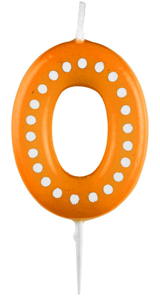 Zahlenkerze mit Punkten 6,5cm | Orange # 0