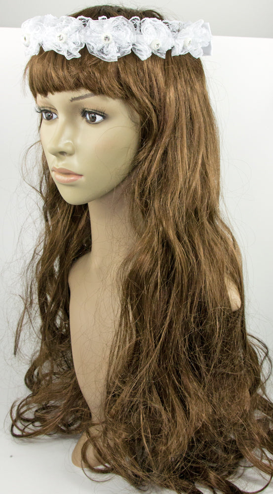 Haarkranz Manya mit Bändern Spitze und Strass - Weiß