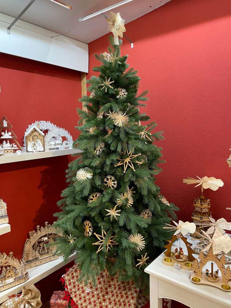 Weihnachtsbaumschmuck Strohsterne 56-tlg. Ø 3-6 cm Natur Rot | 75580 - Christbaum Anhänger