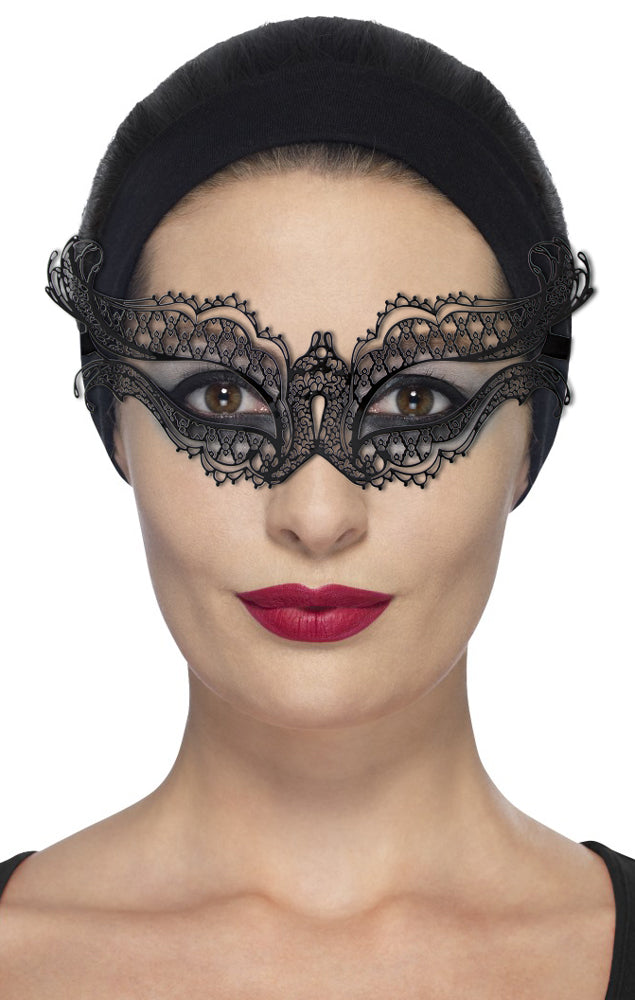 Metall Augenmaske Evelyn in Schmetterlingsform  - Schwarz