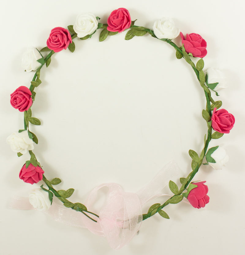 Blumenkranz Marina mit Röschen zum Binden - Pink