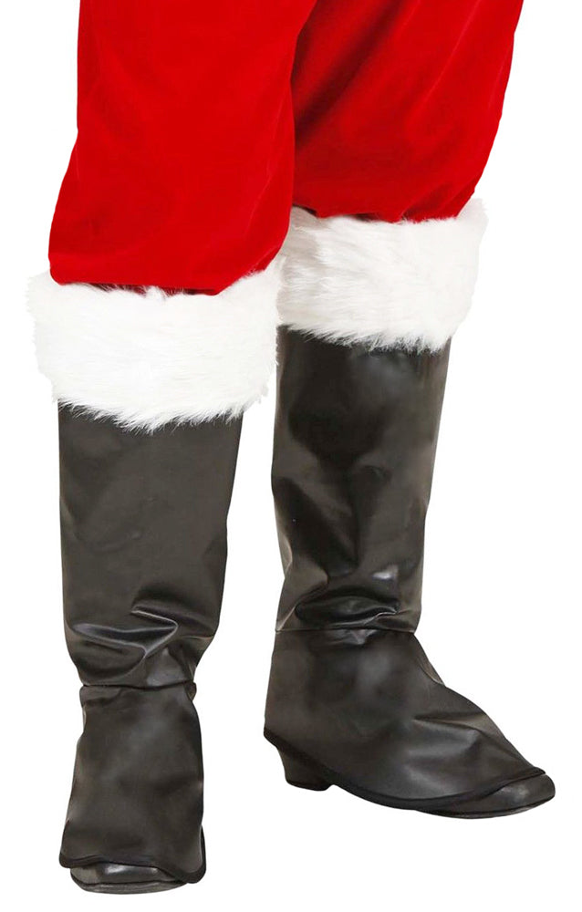Stiefelstulpen mit Fell zum Weihnachtsmann Kostüm | Schwarz Weiß
