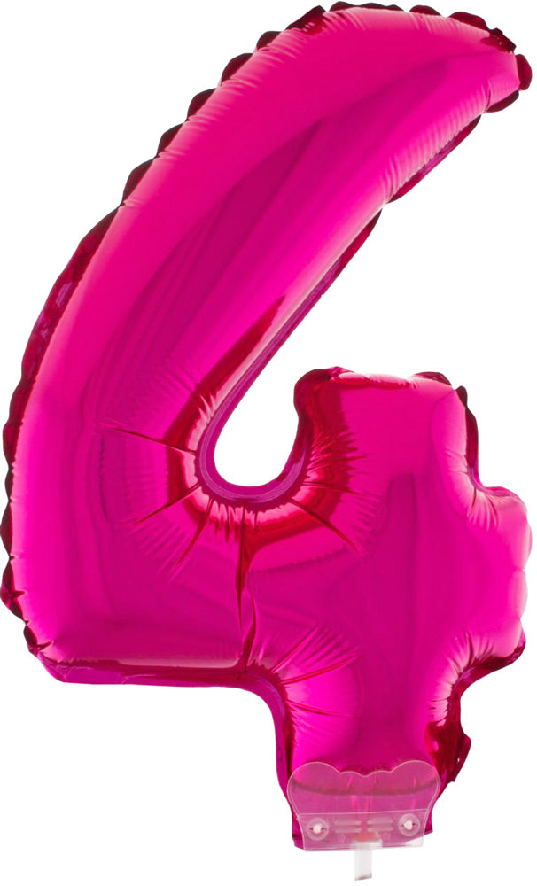 Zahlen Folienballon 41 cm mit Stab - Pink | Dekoration Geburtstag Jahrestag