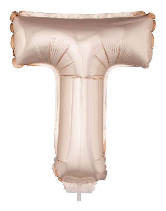 Buchstaben Folienballon mit Stab 41 cm - Roségold Buchstabe T