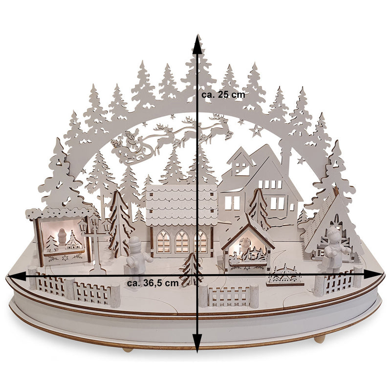 Riffelmacher LED Schwibbogen "Weihnachtsmarkt" mit Timer 36 x 25cm - 76516 | Weiß