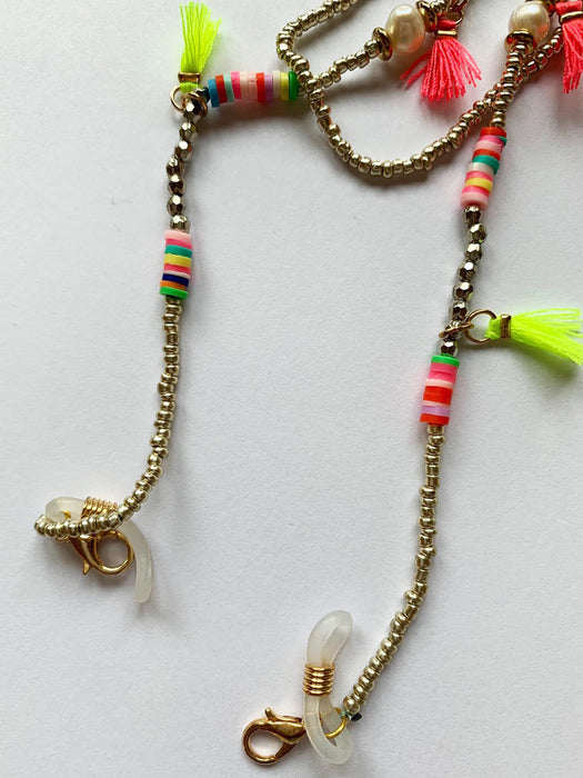 Verspielte Fashion Brillenkette Maskenkette Boho Gold