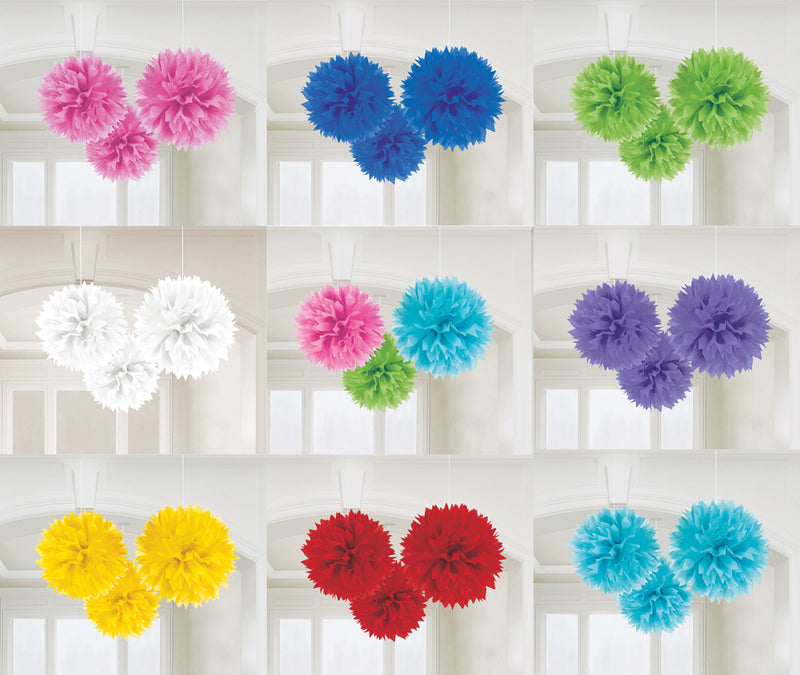 Fluffy Papier Pompons Ø 40 cm - 3 Stück | Farbwahl