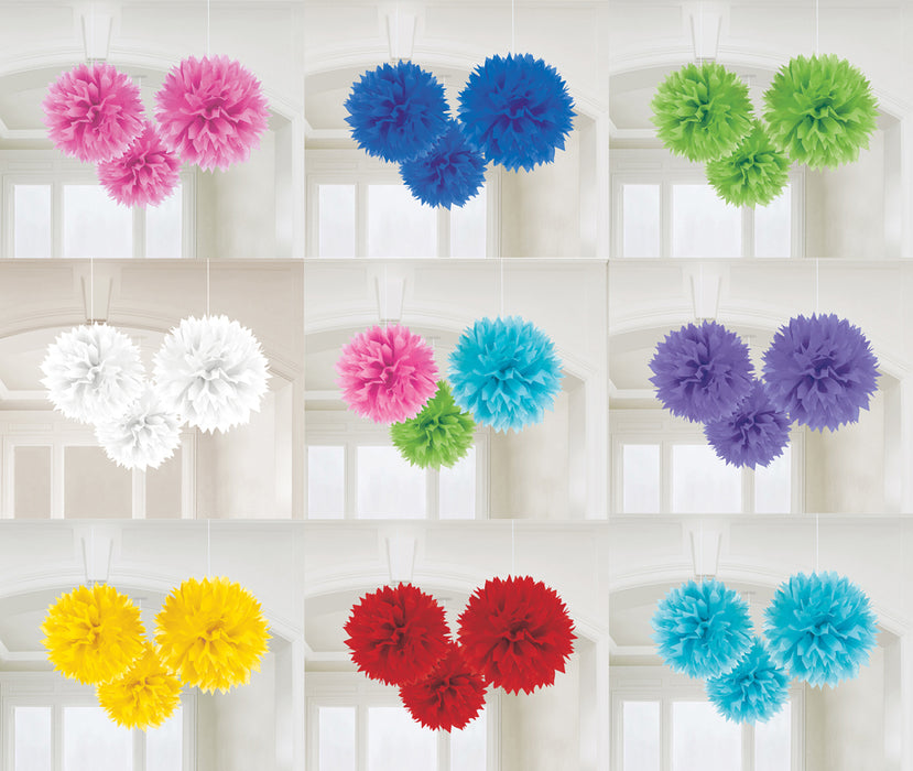 Fluffy Papier Pompons Ø 40 cm - 3 Stück | Farbwahl