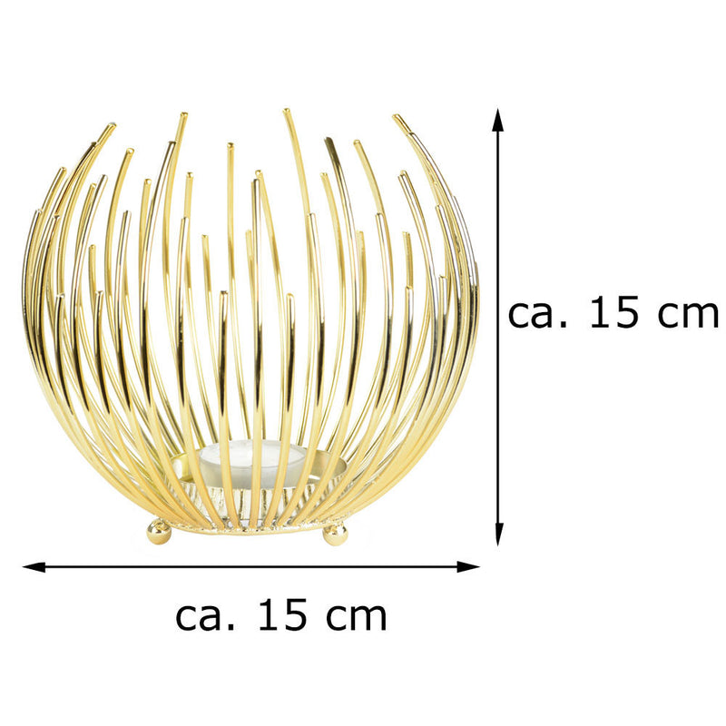 Teelichthalter Strahlenkugel 15cm | Gold