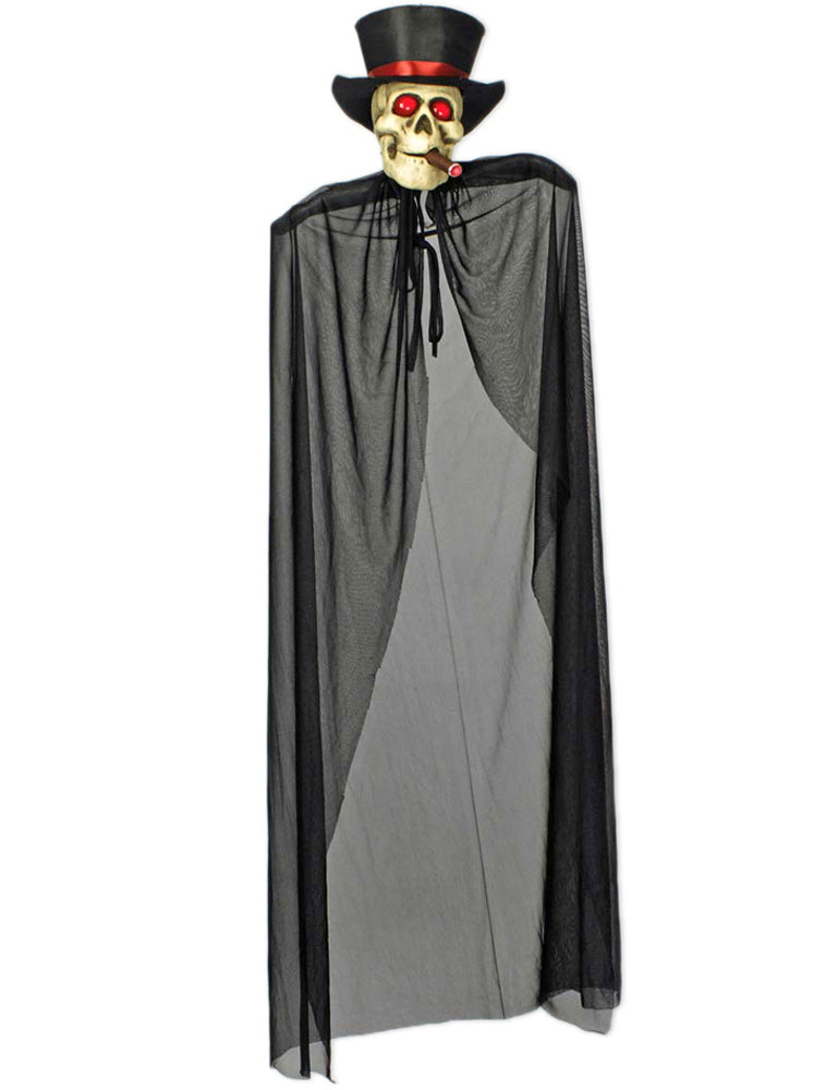 Geister Figur mit Totenkopf und Zylinder 150 cm | Halloween Dekoration