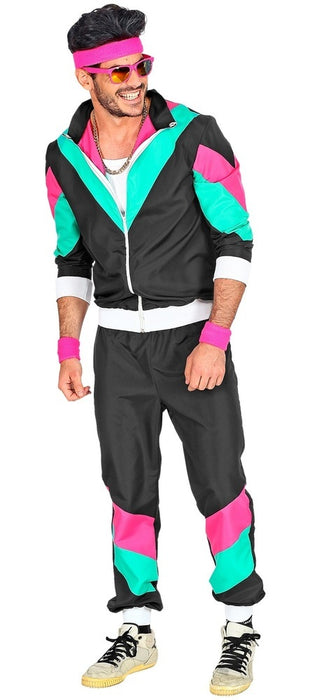 Party Trainingsanzug "80er Jahre" für Erwachsene | Schwarz