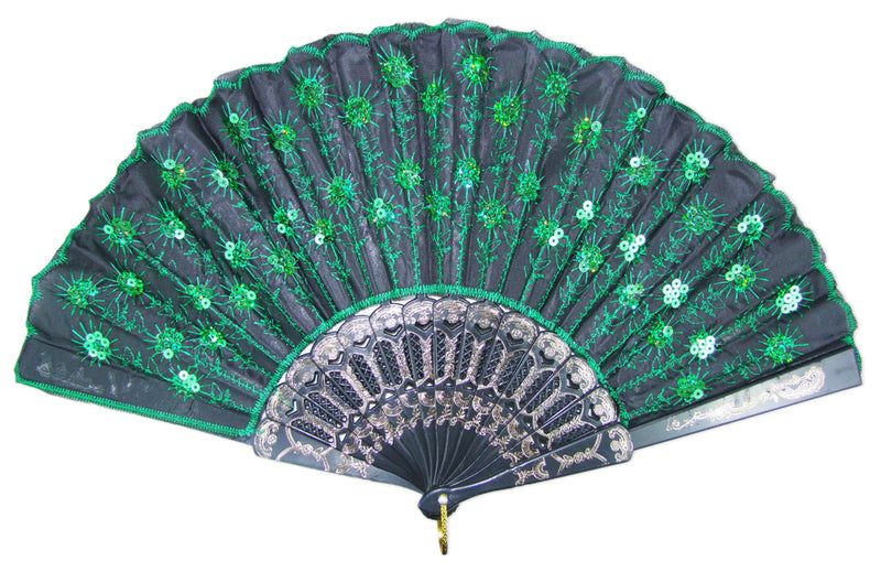 Barock Fächer mit Glitzer Pailletten | Zubehör Party Festival Karneval Kostüm