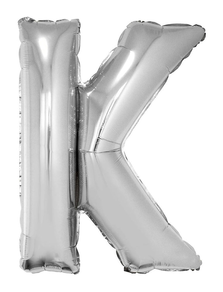XXL Buchstaben-Folienballon 'K' – Silber, 100 Cm, Für Helium Oder Luft