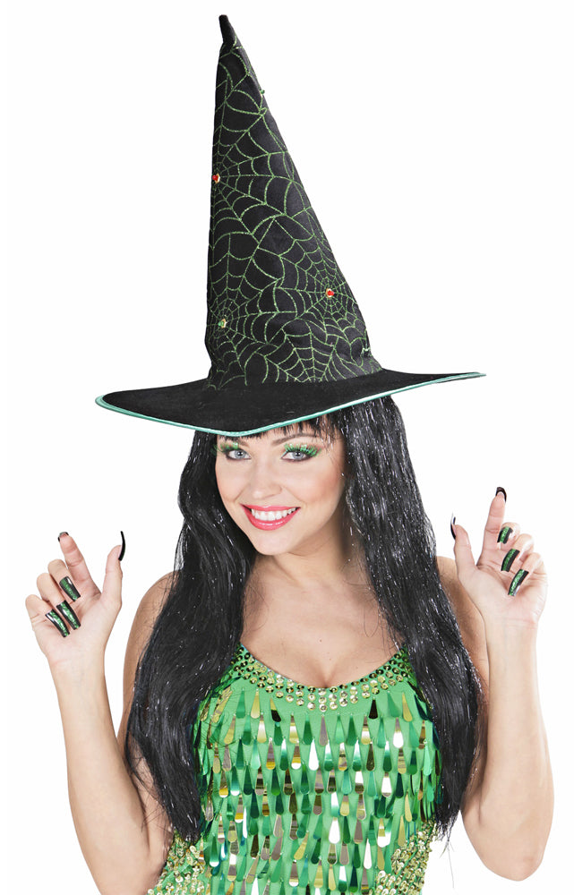 Glitzer Wimpern und Künstliche Nägel Set Grün