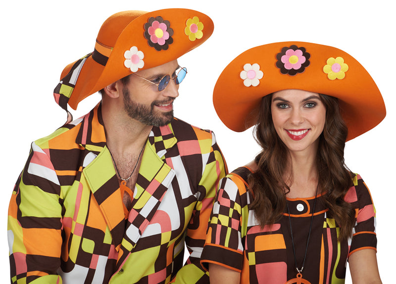 70er Jahre Hippie Schlapphut Andy in Orange