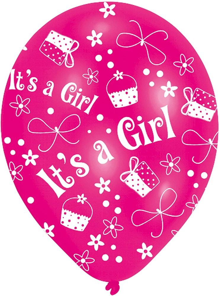 "It´s a Girl" Latex Luftballons 27,5 cm Dekoration Babyparty Geburt - 6 Stück Pink Latexballons