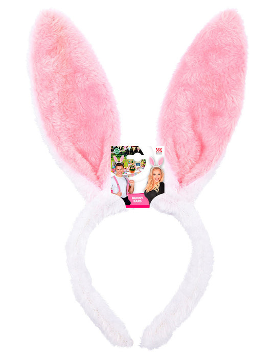 Haarreif mit Hasenohren - Weiß Rosa | Zubehör Hasenkostüm Bunny