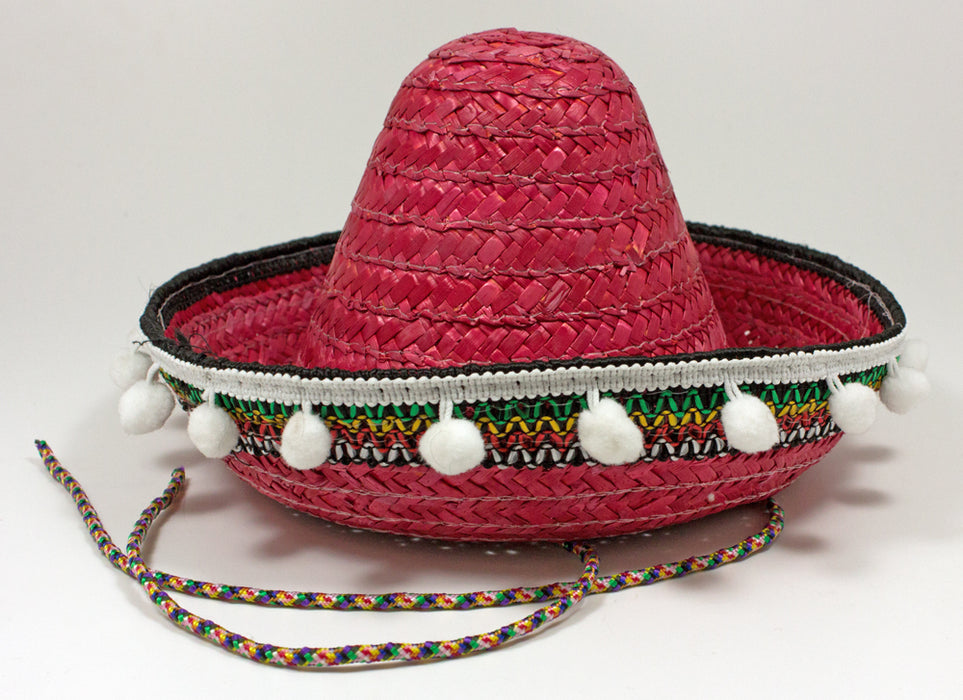 Kinder Mexikaner Sombrero mit Troddeln - Ø 25 cm | Rot