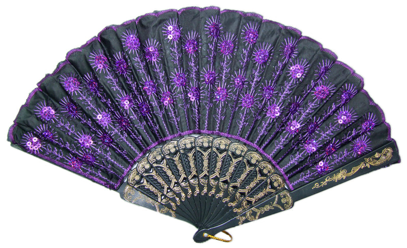 Barock Fächer mit Glitzer Pailletten | Zubehör Party Festival Karneval Kostüm