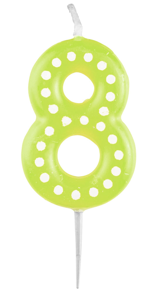 Zahlenkerze mit Punkten 6,5cm | Gr ün # 8