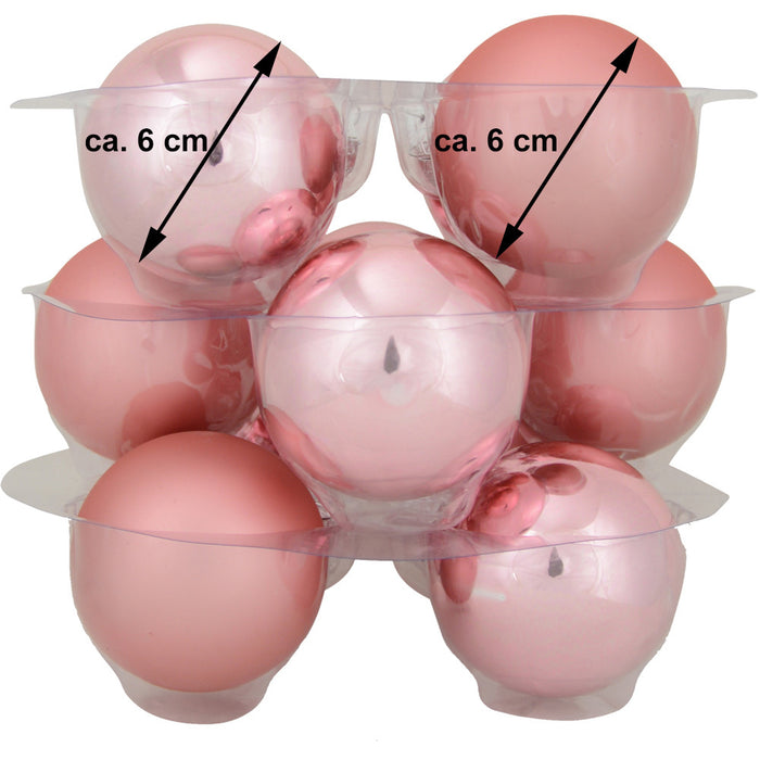 Riffelmacher Glas Weihnachtskugeln im Koffer 26255 | 24 Stück | Ø 6 cm - Altrosa
