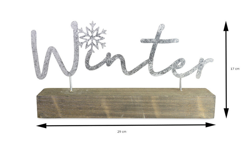 Riffelmacher Schriftzug auf Holzsockel "Winter" 29 x 17 cm 18814 - Silber