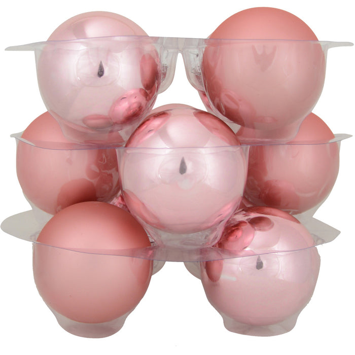 Riffelmacher Glas Weihnachtskugeln im Koffer 26255 | 24 Stück | Ø 6 cm - Altrosa