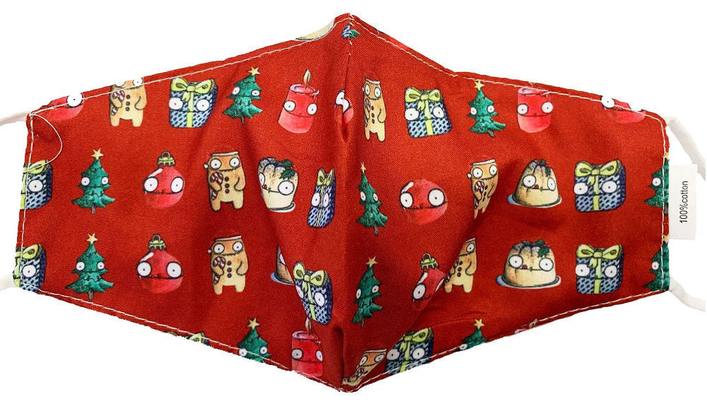 Weihnachtsmaske Mund Nase Stoffmaske Fashion Gesichtsmaske mit Weihnachtsmotiv | Waschbar | 100% Bau
