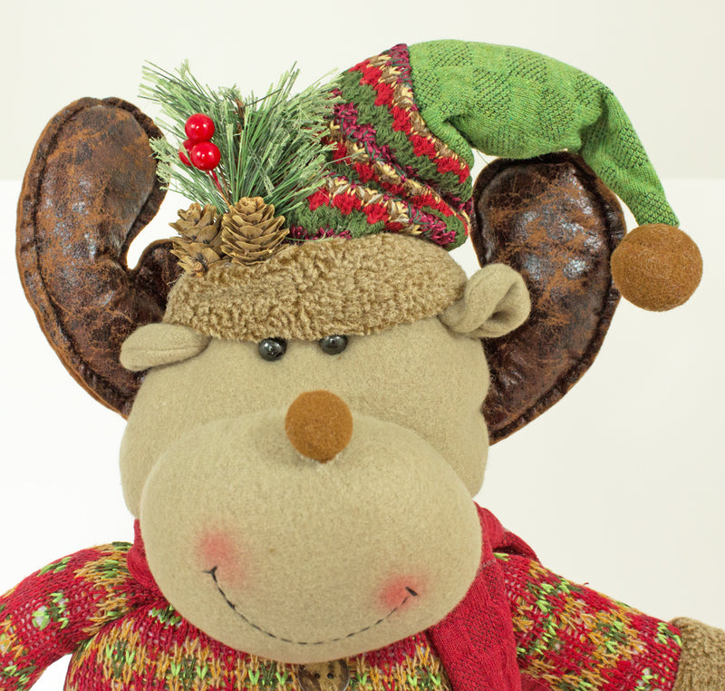 Rentier Dekofigur für Weihnachten - Stehfigur mit ausziehbaren Beinen - 80 x 34 cm