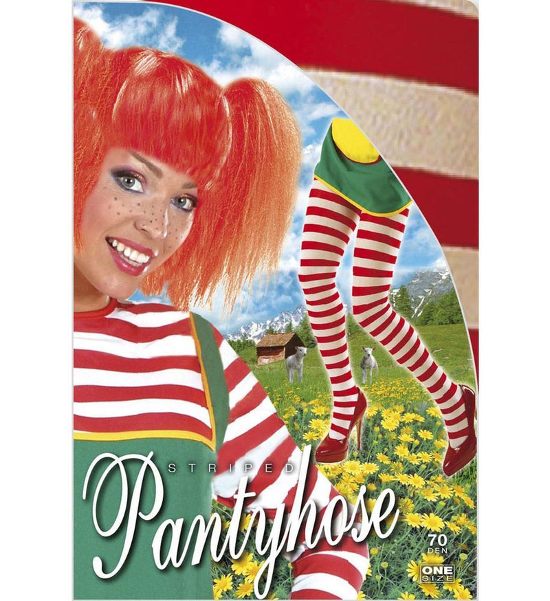 Ringel Strumpfhose für Damen - Rot Weiß