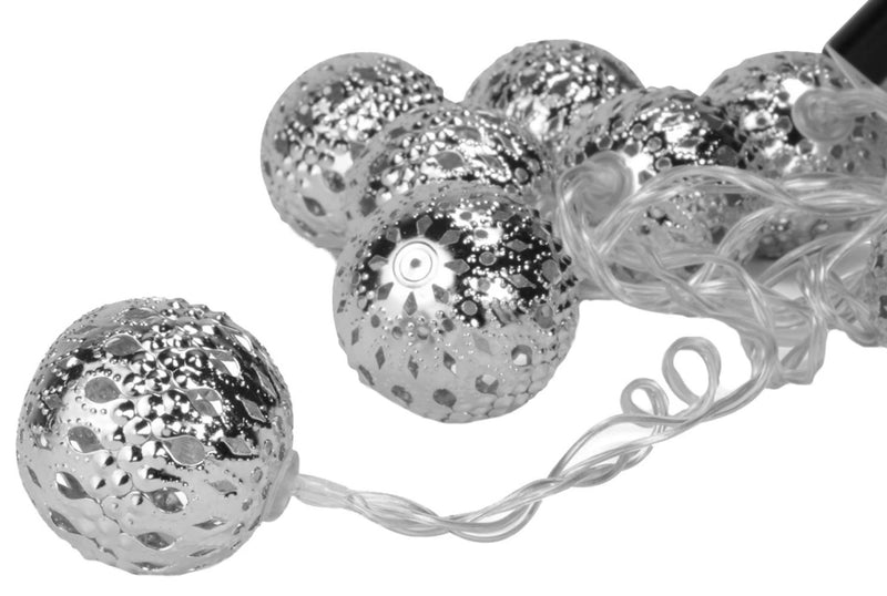 LED Kugel-Lichterkette Silber | 160cm