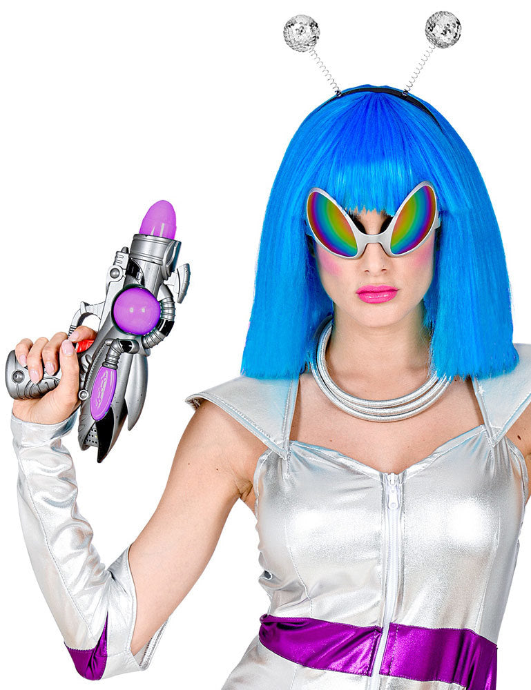 Space Kostüm Set "Alien" - Silber 68598  | Glitzer Haarreif Brille