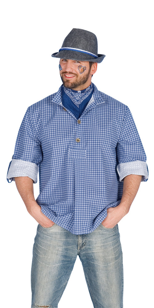 Trachtenhemd  blau weiss kariert