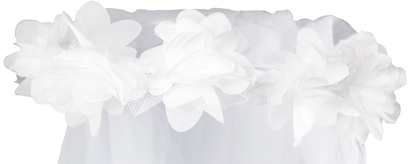 Brautschleier Haarkranz Ariane mit Blüten - Weiß