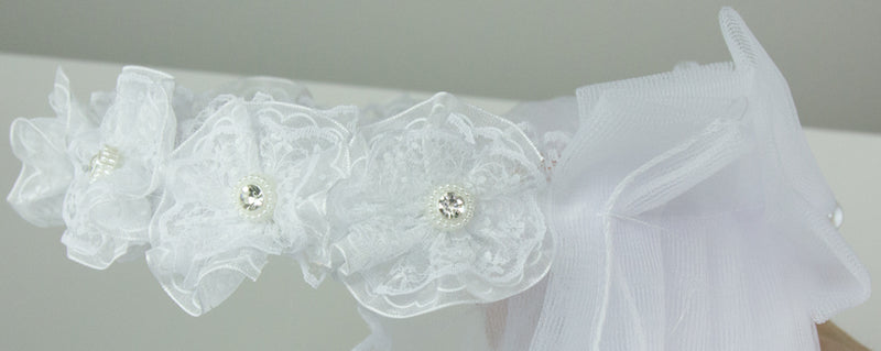 Brautschleier Haarkranz Novalie mit Spitze und Strass - Weiß