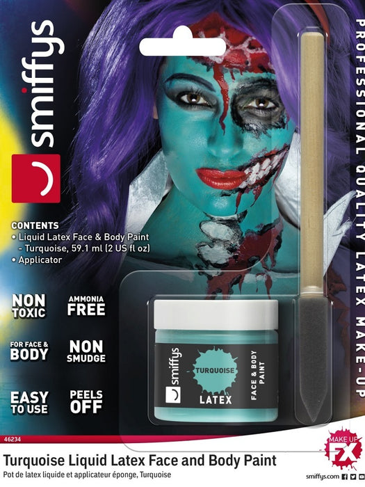 Flüssiglatex mit Applikator 59,1 ml - Türkis - Make Up