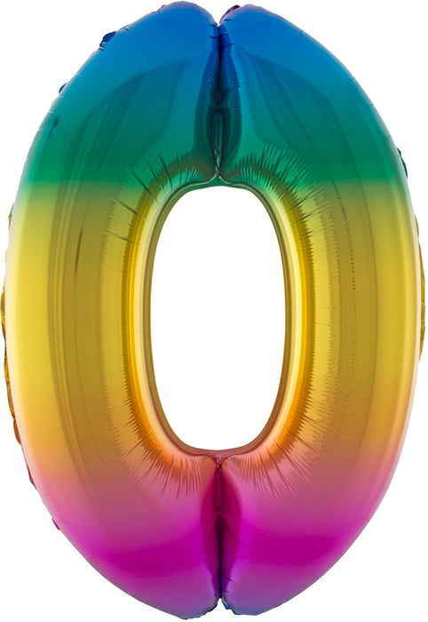XXL Zahlen Folienballon 100 cm - Regenbogen 0