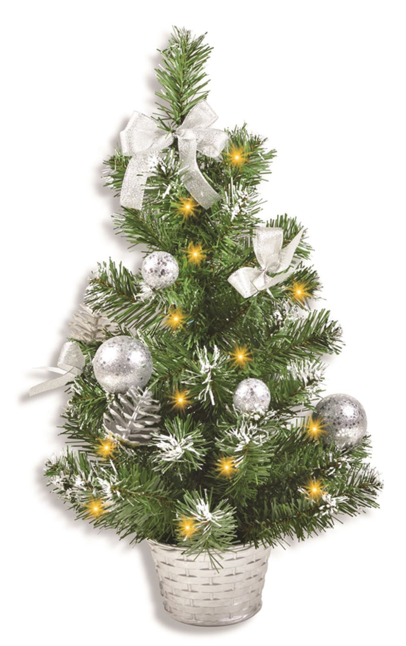 Geschmückter Weihnachtsbaum mit 20er LED Lichterkette - 50cm | 20258 - Silber