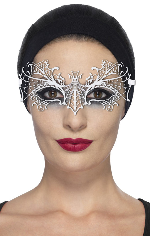 Schmetterlings Augenmaske Esmeralda - Weiß mit Strasselementen