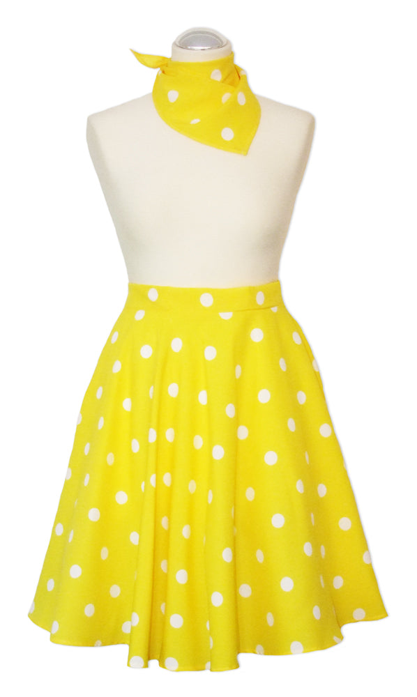 Tellerrock mit Halstuch für Damen | Gelb Weiß