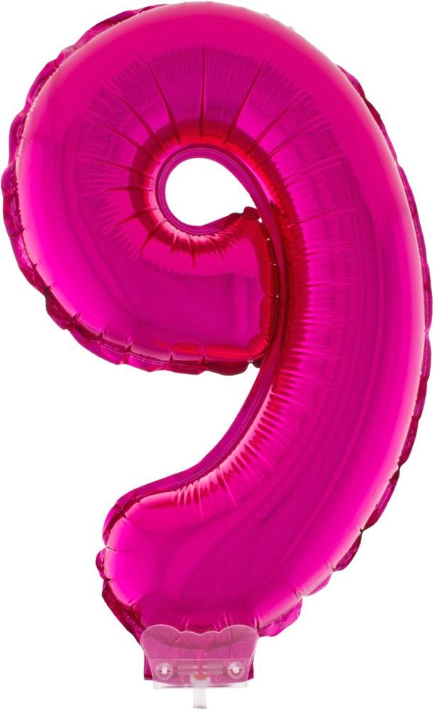 Zahlen Folienballon 41 cm mit Stab - Pink | Dekoration Geburtstag Jahrestag