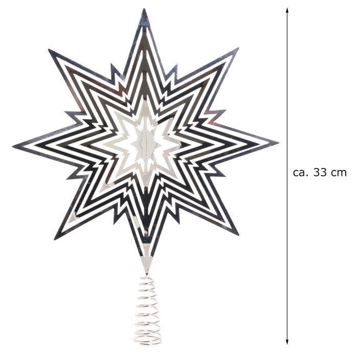 Riffelmacher Christbaumspitze Metall Stern 33cm 17828 - Silber