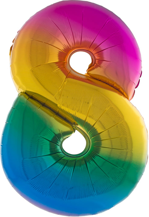 XXL Zahlen Folienballon 100 cm - Regenbogen 8