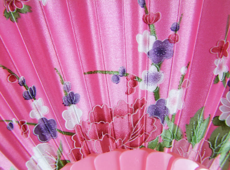 Romantischer Fächer mit Blumendruck - Rosa
