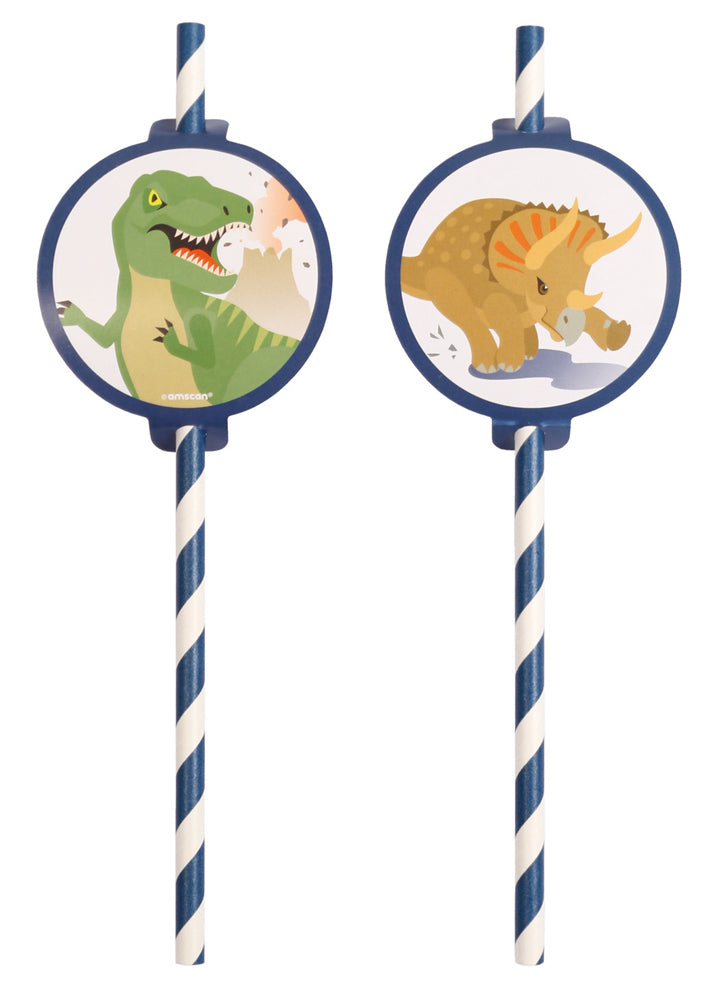 "Happy Dinosaurier" | 8 Strohhalme mit Bild